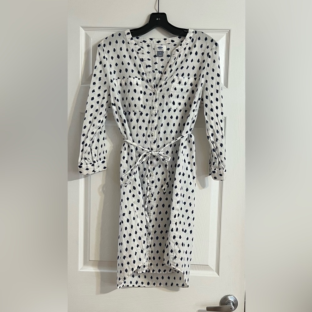 Old Navy Tie Shirt Dress with Cuffed Sleeves